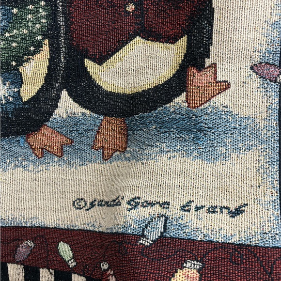Sandy Gore Evans Penguins Promenade Tapestry Throw Christmas Blanket - Picture 4 of 6